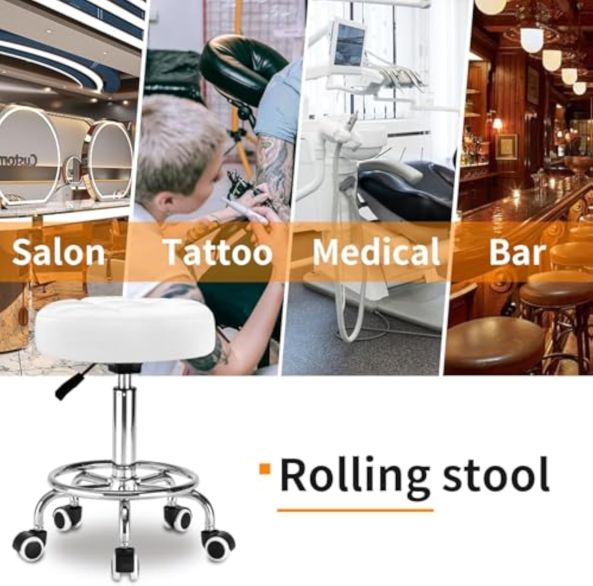 Adjustable Rolling Stool with Wheels, Gift Idea