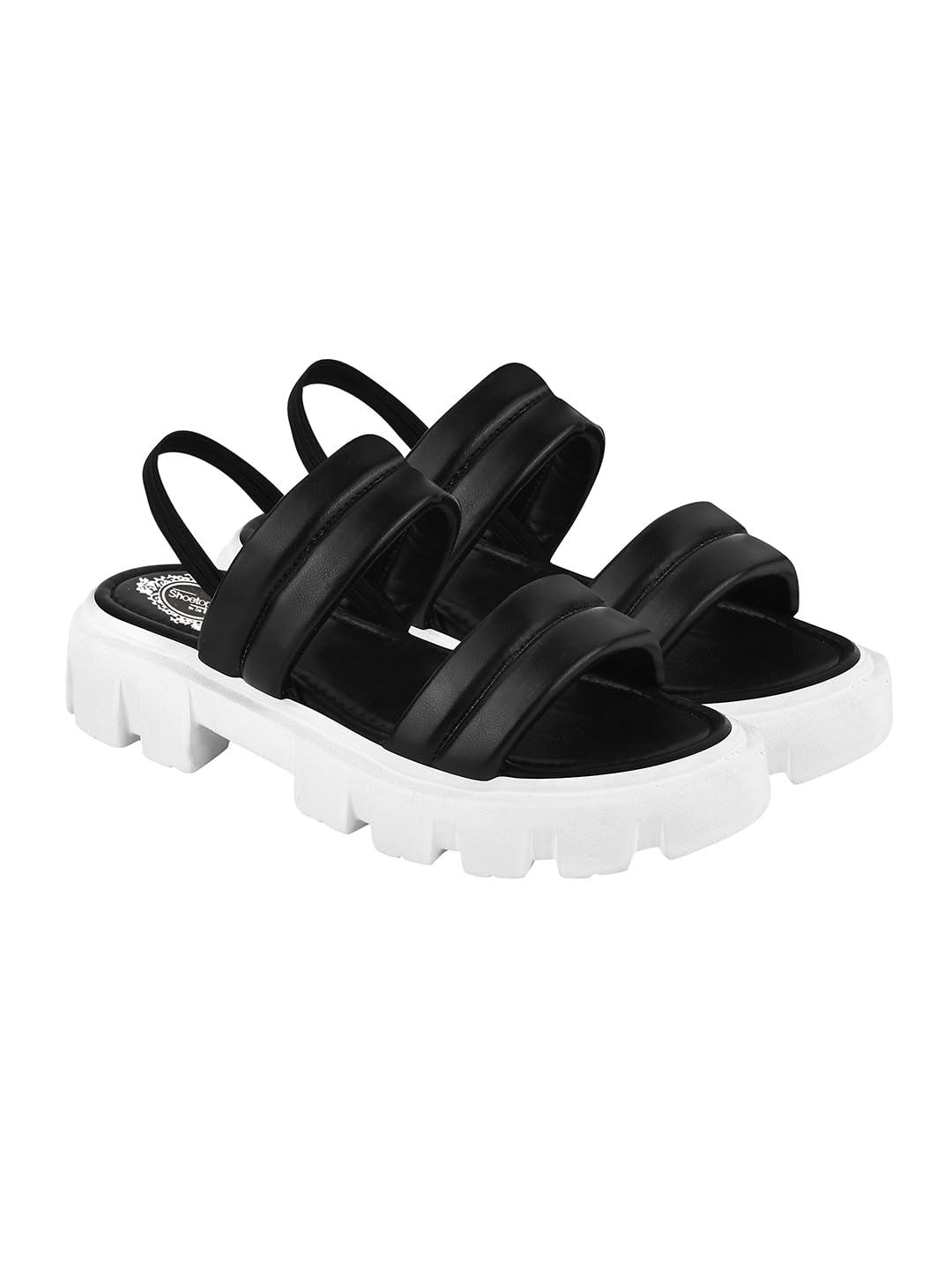 Shoetopia Casual Upper Double Strap Black Platform Heeled Sandals for Women & Girls /UK8-EU41 (B0CHVVNLFL) Amazon Price History, Amazon Price Tracker