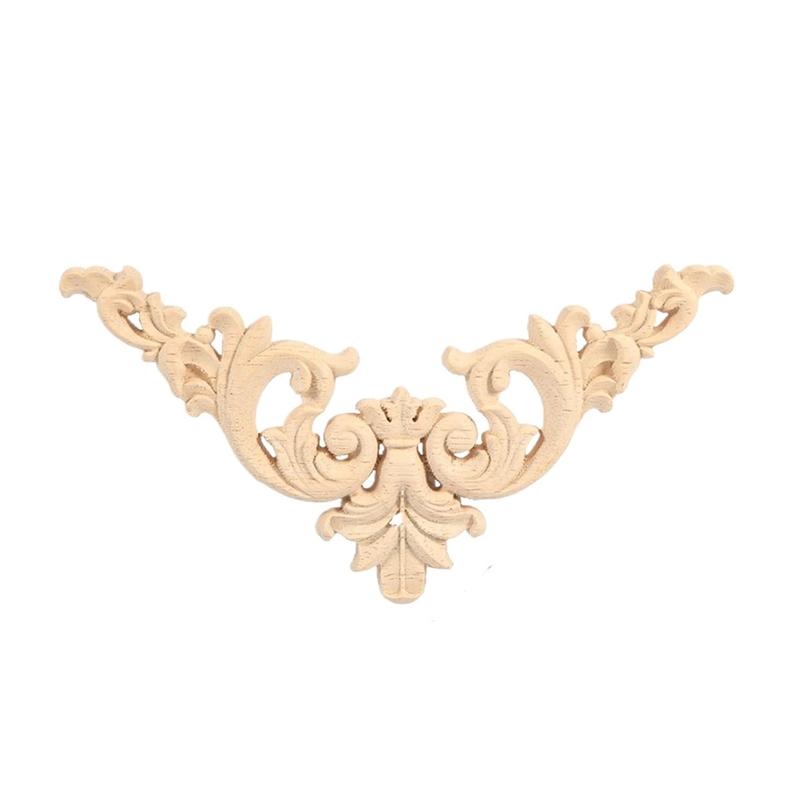 Wooden Furniture Decals Wood Carved Corners 4Pcs Flower Shape Unpainted Frame Onlay Applique Home Wall Door Furniture Woodcarving Decoration for Decoration(12x12CM)