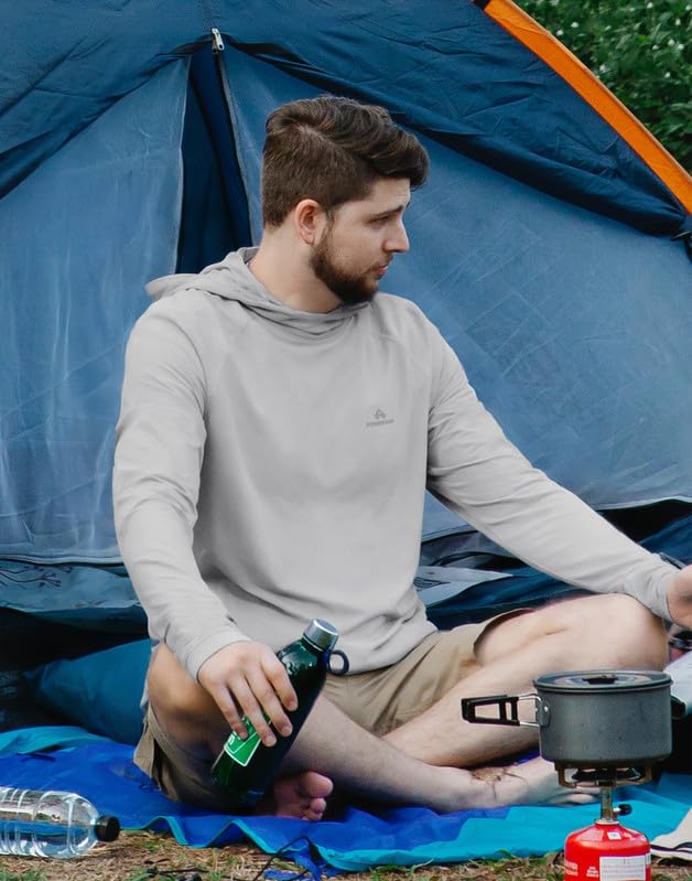 Pioneer Camp Sweat à capuche UPF 50+ pour homme comme t-shirt de protection UV – Rashguard d'extérieur à séchage rapide pour les sports nautiques, la pêche et l'été avec trou pour les pouces