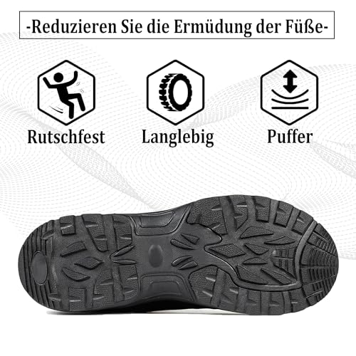 TLOLA Winterschuhe Herren Wasserdicht Warm Gefüttert Schneestiefel Rutschfest Winterstiefel Herren Wanderschuhe Trekkingschuhe Arbeiten Ski Angeln Outdoor Schuhe (Schwarz EU 45)
