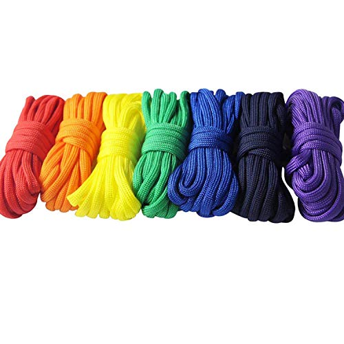 7 pcs Paracord Bracelet Cord Parachute Rainbow Rope Outdoor Survival Safe Rope Set for DIY Hand Woven 10 Feet