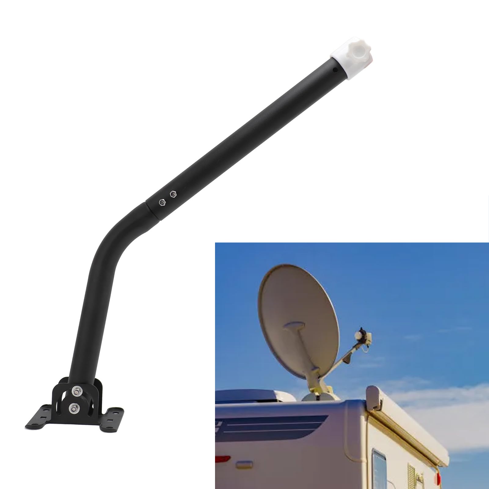 Monture Support D'antenne Réglable, Kit de sur Poteau en J D'antenne Satellite pour Installation sur Poteau ou au Mur ou sur le Toit, Compatible avec V2