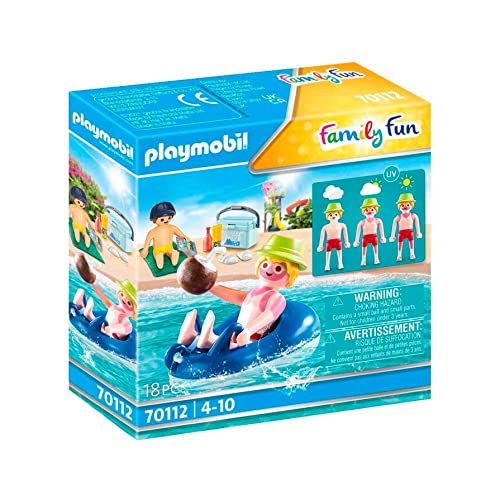 PLAYMOBIL Family Fun 70112 Badegast mit Schwimmreifen, Schwimmfähig, Ab 4...