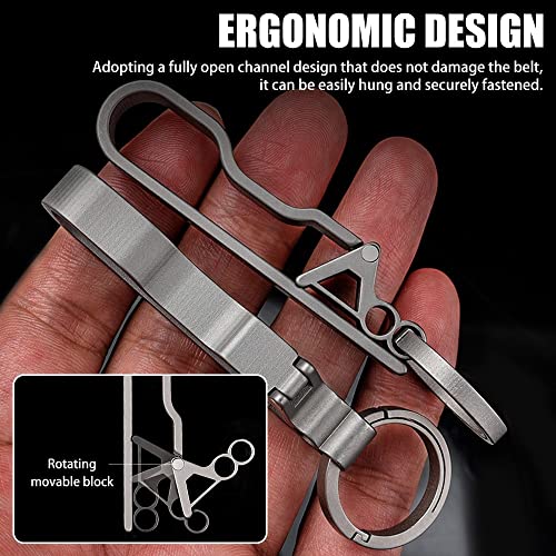 MiOYOOW Titanium Key Chain Belt Key Holder Heavy Duty Keychain Clip with Keyring Key Holder for Door Key Car Key - Image 4