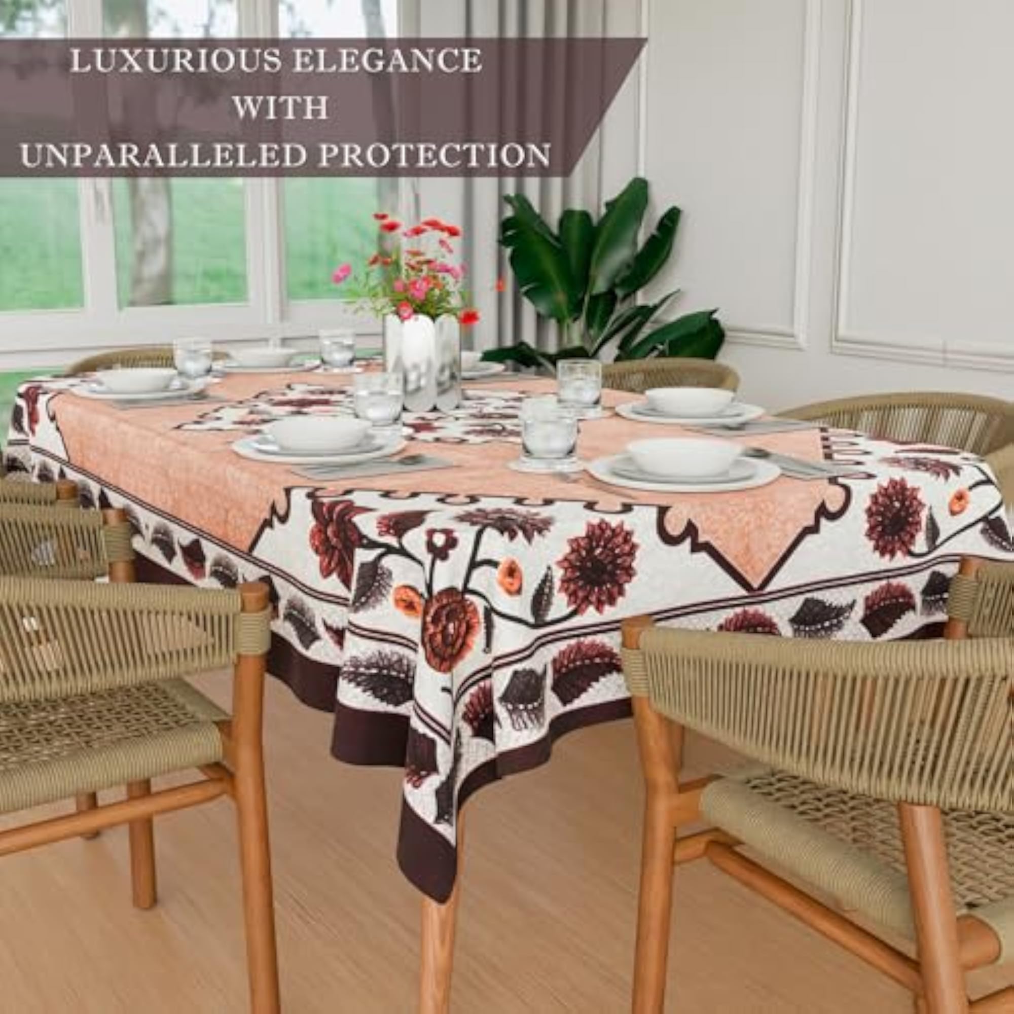 Center & Dining Table Cover Set, Flower Digital Print