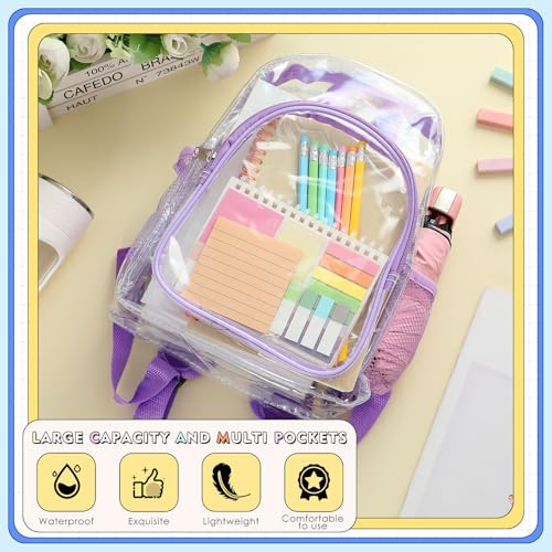 Aliceset 50 Pcs Clear Backpack Bulk Heavy Duty Clear Bookbag Transparent Waterproof Color Back Packs Donation Sports Stadium (12 Inch)4