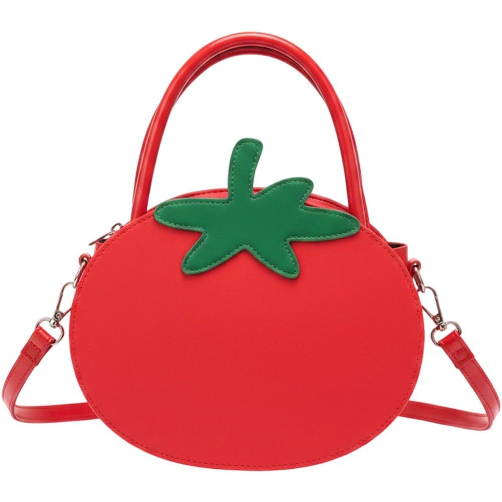 Sslvya Cartoon Tomato Shaped Handbag Purse with Adjustable Strap Novelty Crossbody Shoulder Bag for Women