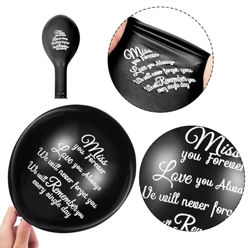 Image of Skylety 36 Pcs Memorial Balloons to Release with Dove Balloon,Black | Helium, Remembrance for Heavenly Birthday, Memorial Services, Release in Sky Ceremony, Forever in Hearts Messages