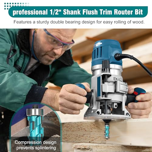 Virego 1/2 INCH ROUTER ROUGH CUT FLUSH TRIM BIT 2Pcs Flush Trim Router Bit 1/2 Shank thumb #4