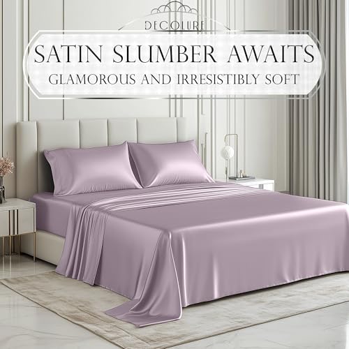 Image of DECOLURE Satin Sheets Twin Size | Softer Than Silk | Luxury 3 Pc Bed Set