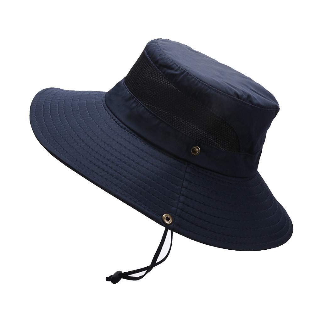 Beokeuioe Chapeau de pêcheur Safari pour homme - Chapeau d'été - Chapeau de jardin - Chapeau de soleil pliable - Pour l'extérieur, la pêche - Protection UV - Trou en métal