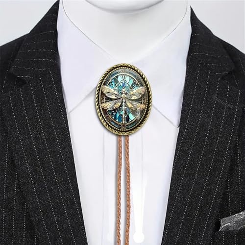 Image of Jeilwiy Bolo Tie for Men Western Cowboy Gothic Bolo Tie Necklace Halloween | Glow in Dark Bolo Tie for Men Women, 3D Halloween Bolo Tie, Gothic Western Ties, String Ties for Men Rodeo Leather Necktie