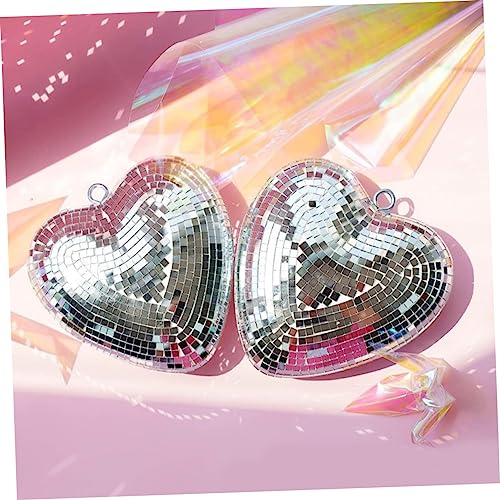 Bola espejada colgante con forma de corazón para decoración de fiestas, bodas, cumpleaños y Navidad miniatura 3
