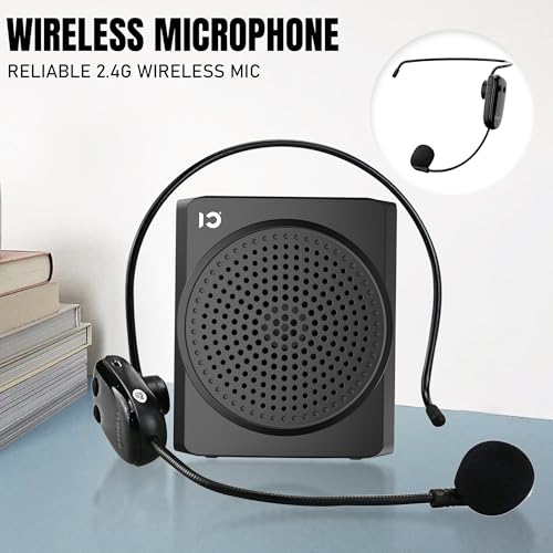 Image of SHIDU S617 Mini Wireless Voice Amplifier with Wireless Headset,16W Speaker, Mute Function, Bluetooth 5.0, AUX Input & Type C Charging Port for Teachers Tour Guides Coaches Classroom Meeting|Black