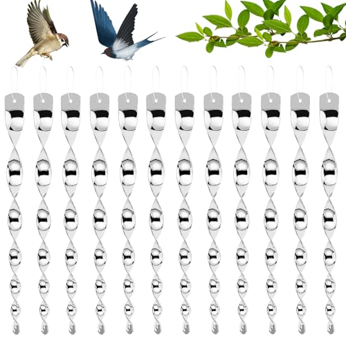 Infreecs Lot de 12 spirales anti-oiseaux réfléchissantes, décoration de jardin, dissuasion des oiseaux, pour l'extérieur, balcon et jardin