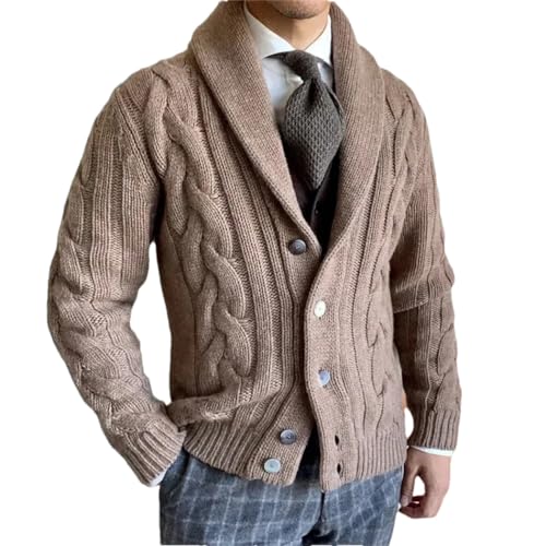 Generic Mens Autumn Winter Warm Sweater Cardigan Knitted Long Sleeve Breasted Collar Jacket Coat Casual Knitwear