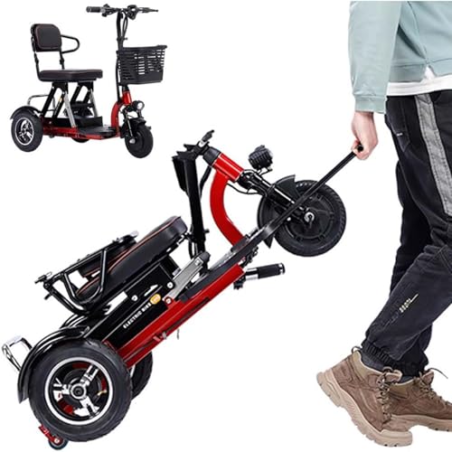 Elektromobil Klappbar Dreirad,Elektro Dreirad für Senioren, Seniorenmobil, Mobilitätsroller mit 3 RäDern, Elektro-Dreirad für Erwachsene Faltbar mit Zusatzsitz 3-Rad-Fahrrad, Traglast 160kg