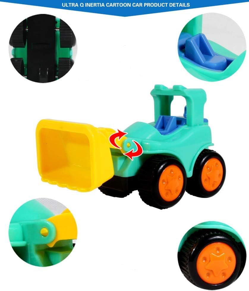 Image of SHAKTISM Construction Vehicle Toys, 6 Pack Friction Powered Cars, Push and Go Play Set with Cement Mixer, Dump Truck, Bulldozer, Tractor, Truck and Road Bike