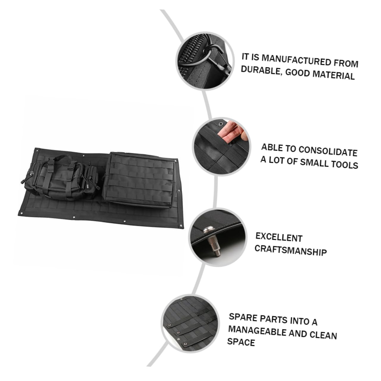 Borsa Organizer per Portellone, Nylon Nero, Accessorio Auto | Tasca Posteriore per Cellulare e Kit Utensili, Finiture Curate, Kit per Modifica Veicolo