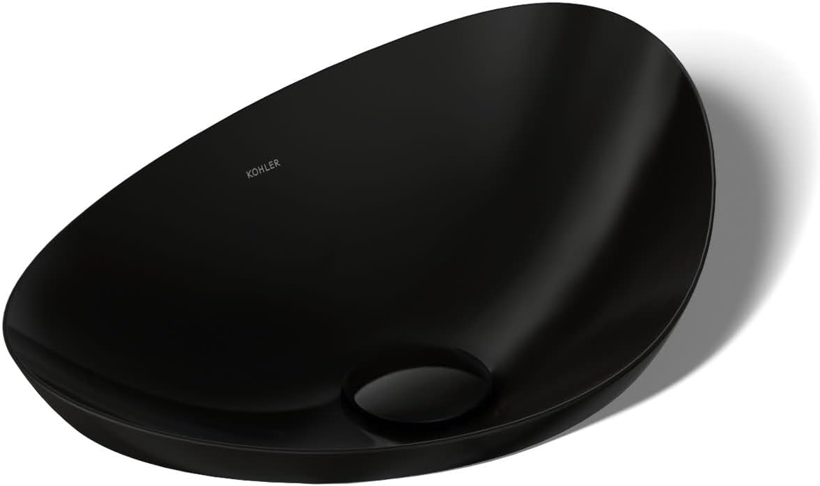 Kohler 20704-N-7 Veil™ 21" oval vessel bathroom sink, no overflow, Black Black