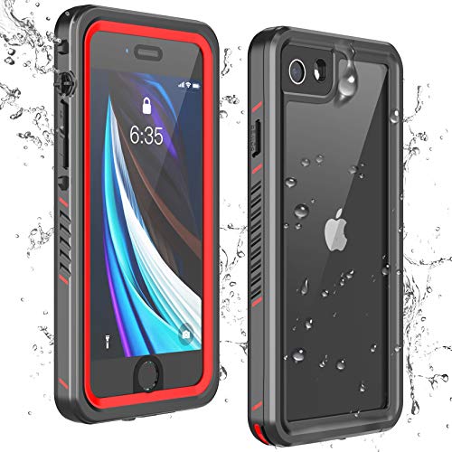 Temdan iPhone SE 2022 Case iPhone 8 Case iPhone 7 Case Waterproof,Clear Sound Quality Built-in Screen Protector Heavy Duty IP68 Waterproof Shockproof case for iPhone SE (2020) 8 7 4.7 inch (Red)
