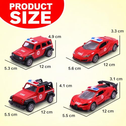 Image of Toy Car For Kids Diecast Fire Truck Toy for Kids, Pack of 4