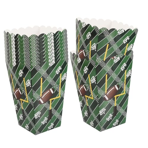 ULDIGI Popcorn Containers 50pcs Sports Party Popcorn Box Rugby Prints Portable Treats Holders