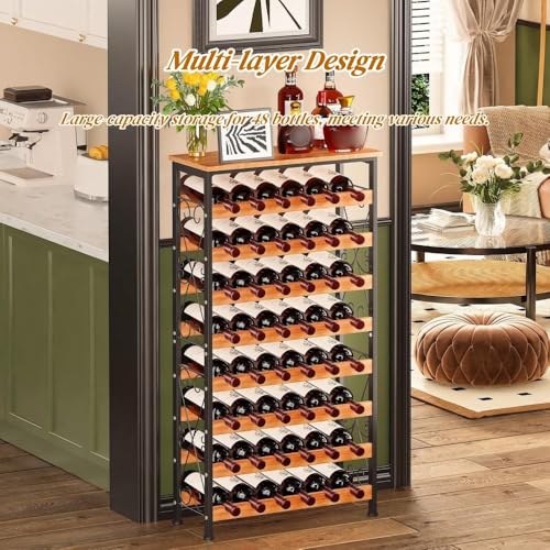 Soporte para Botellas de Vino con Marco Metálico y Madera Acacia miniatura 4