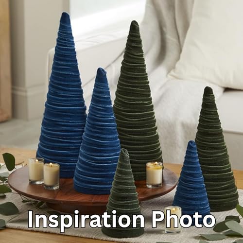 Image of Olive Velvet Trees Set of 3, Valentine Tabletop, Modern Mantel Decor, Elegant Green Holiday Entryway, Wedding Centerpiece, Office Bookshelf (Olive)