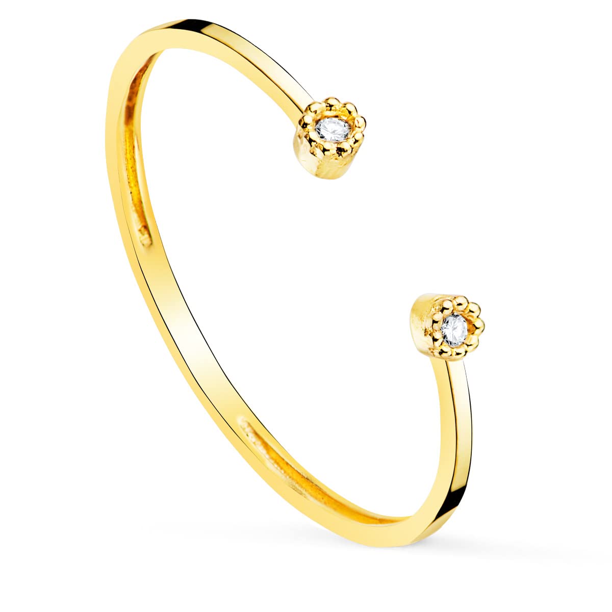Alda Joyeros Anillo abierto - Oro Amarillo 18K - Diamantes 0.016 Qts. - Anillo de eternidad, amor, San Valentín