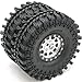 HOBBYSOUL 4pcs RC 1.9 Mud Terrain Tires Super Grip Rock Crawler Truck Soft Tyres 121mm/4.75inch & Aluminium 1.9 Beadlock Wheels Rims Hex 12mm Silver/Black Color
