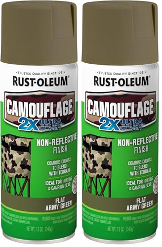 Image of Rust-Oleum 279176 Camouflage 2X Ultra Cover Spray Paint, 12 oz, Army Green (Pack of 2)