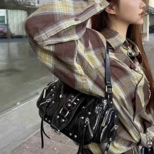Shoulder Purse for Women, Leather Women's Handbag Y2k Aesthetic Coquette Shoulder Bag Hobo Punk Trendy Ladies Purse2