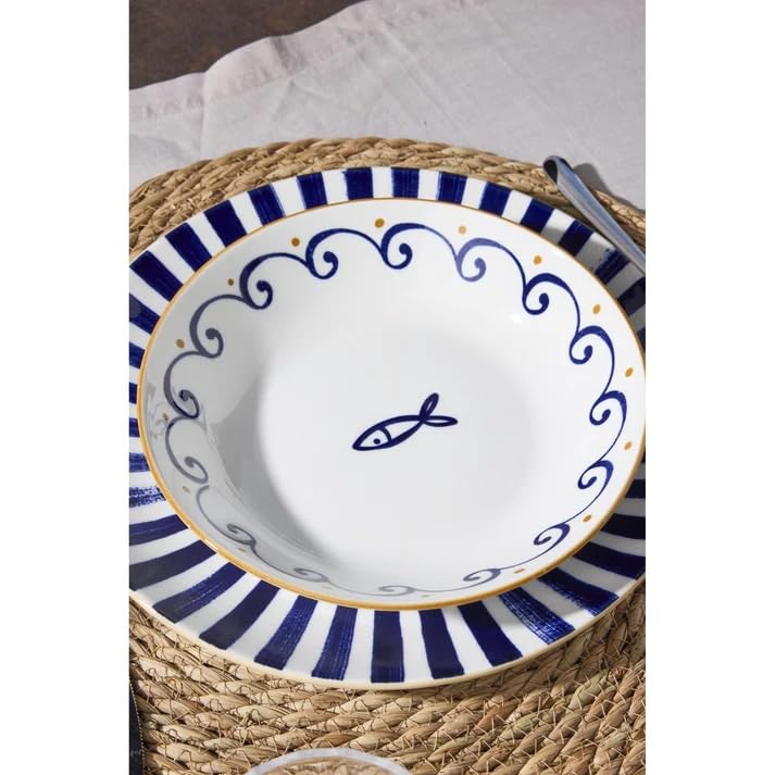 Tognana Sardinia Servizio Tavola 18 Pezzi in Porcellana per 6 Persone, Set Piatti con 6 Piani 27 cm, 6 Fondi 20 cm e 6 Dessert 19 cm, Lavastoviglie e Microonde