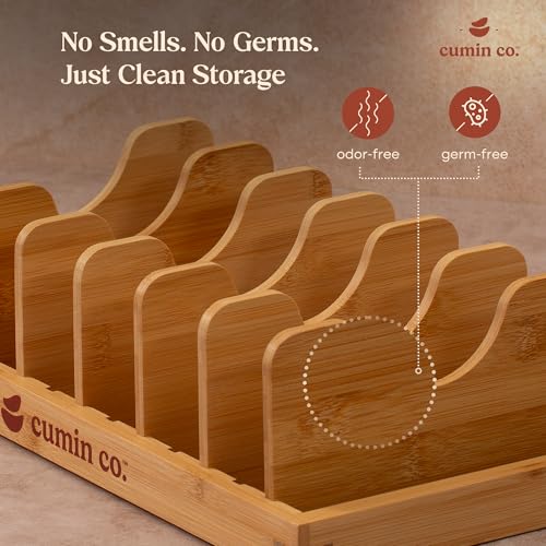 Image of CUMIN CO. The Perch Anti-Bacterial & Eco-Friendly Bamboo Kitchen Organiser|Adjustable & Space-Saving|For Lids, Pans, Pots, Bakeware & Cutting Boards