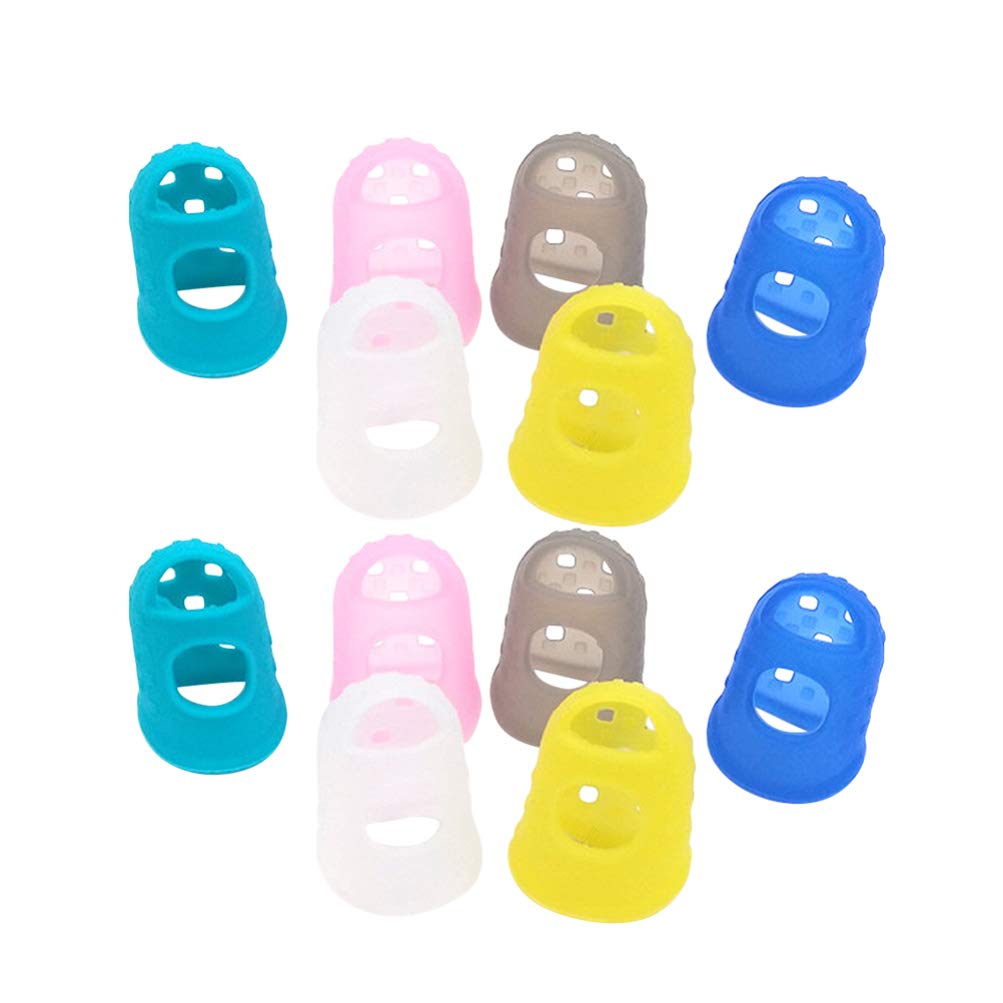 10pcs Guitar Fingertip Protectors Silicone Finger Guards Guitar Finger Protectors for Ukulele Electric Guitar Size (Random Color)