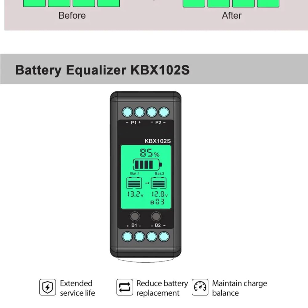 KBX102S Controlador de Voltaje Ecualizador de Batería Monitor de Baterías Balanceador Plomo Ácido Li-Ion Conectar Serie 24 36 48 60 96 V