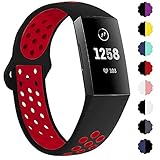 QIBOX Compatible with Charge 3 Bands, Sports Silicone Replacement Women Men Bands Breathable Soft Strap Bracelet Accessories Compatible Charge 3 SE Fitness Activity Tracker Small Large