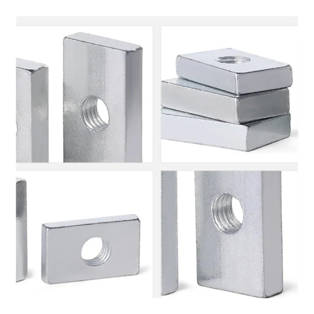 Dado a Mano 5-50 Pezzi M3 M4 M5 M6 M8 Dado Quadrato in Acciaio al Carbonio zincato Dadi rettangolari Dadi a Blocco Scorrevole Sottile Accessorio per Profilo in Alluminio(M5x7x10x3mm-50pcs)