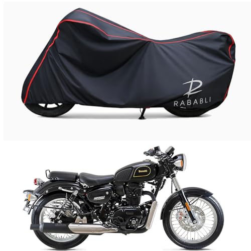 Image of Waterproof Bike Body Cover Compatible for | Benelli Imperiale 400 BS6 | Taffeta Fabric, Red Piping Design, Bottom Elastic Fit | Dustproof, Sun UV & Rain Protection for All Bikes