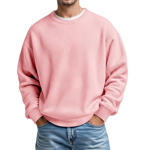 Chemise Homme Sport Haut Uni Col Rond T-Shirt Coupe Regular Chemises Doux Chaud Loisir Pull Homme Pull d'Hiver Grosse Maille Pull Business Pull de Travail...