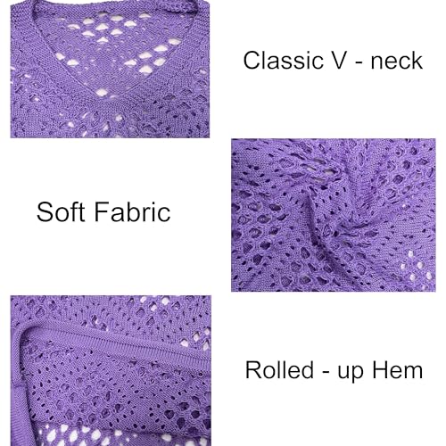 Image of NASKY Womens Crochet Top Summer Fashion 2026 - Sexy 3 /4 Batwing Sleeve Knit Sweater