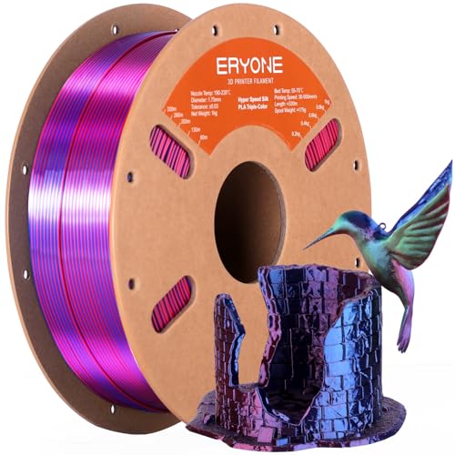 Image of ERYONE Silk Filament PLA+ 1.75mm Shiny 3D Printer Filament, Multicolor PLA 3 in 1, 1kg (2.2LBS) /Spool, HS Silk Tri Color Red Blue Green