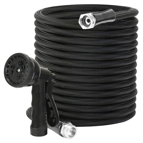 Image of Garden Hose, Flantor Water Hose 25 Feet Non-Expandable Water Hose, Lightweight and Durable Garden Hose with 8-Pattern Spray Nozzle, Leak-Proof & Kink-Free Hose
