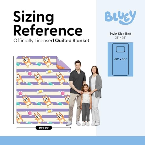 Image of Northwest Bluey Bingo Candy Land Quilted Throw Blanket - Official Cartoon Throw Blanket Featuring Bluey, for Adults Boys Girls Bed, Couch, or Playroom, 60 x 80 Inches