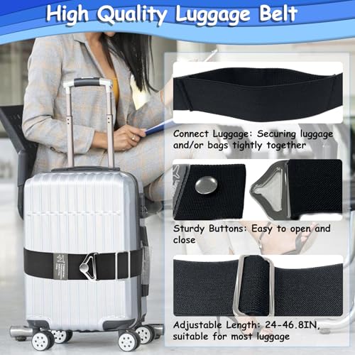 Image of Consss Luggage Straps Travel Belt for Luggage, Add a Bag Luggage Strap for Backpack, 2-in-1 Suitcase Belts Adjustable Elastic Airport Travel Accessories for Women & Men