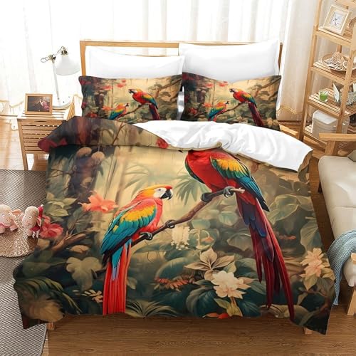 Housse de couette microfibre ultra douce imprimé perroquet - 3