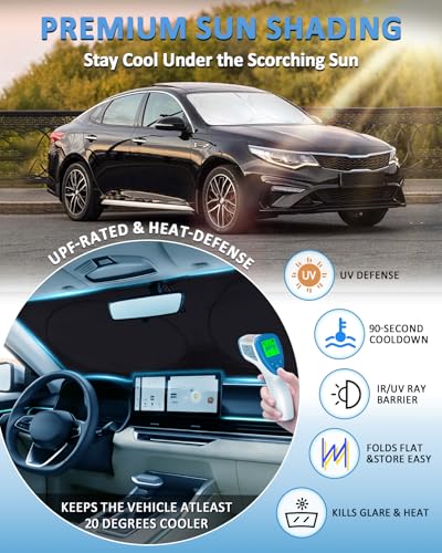 Image of Windshield Sun Shade for KIA K5 / Kia Optima 2016 2017 2018 2019 2020 | Window Shade Foldable Sun Visor Protector Blocks UV Rays