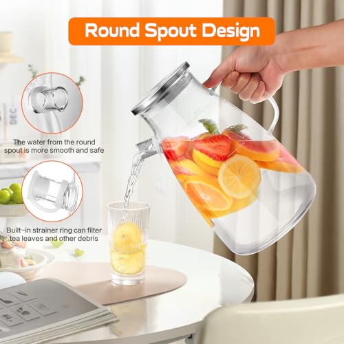 image for Aofmee 1 Gallon 128oz Glass Pitcher,Water Pitcher with Full Seal Lid a
